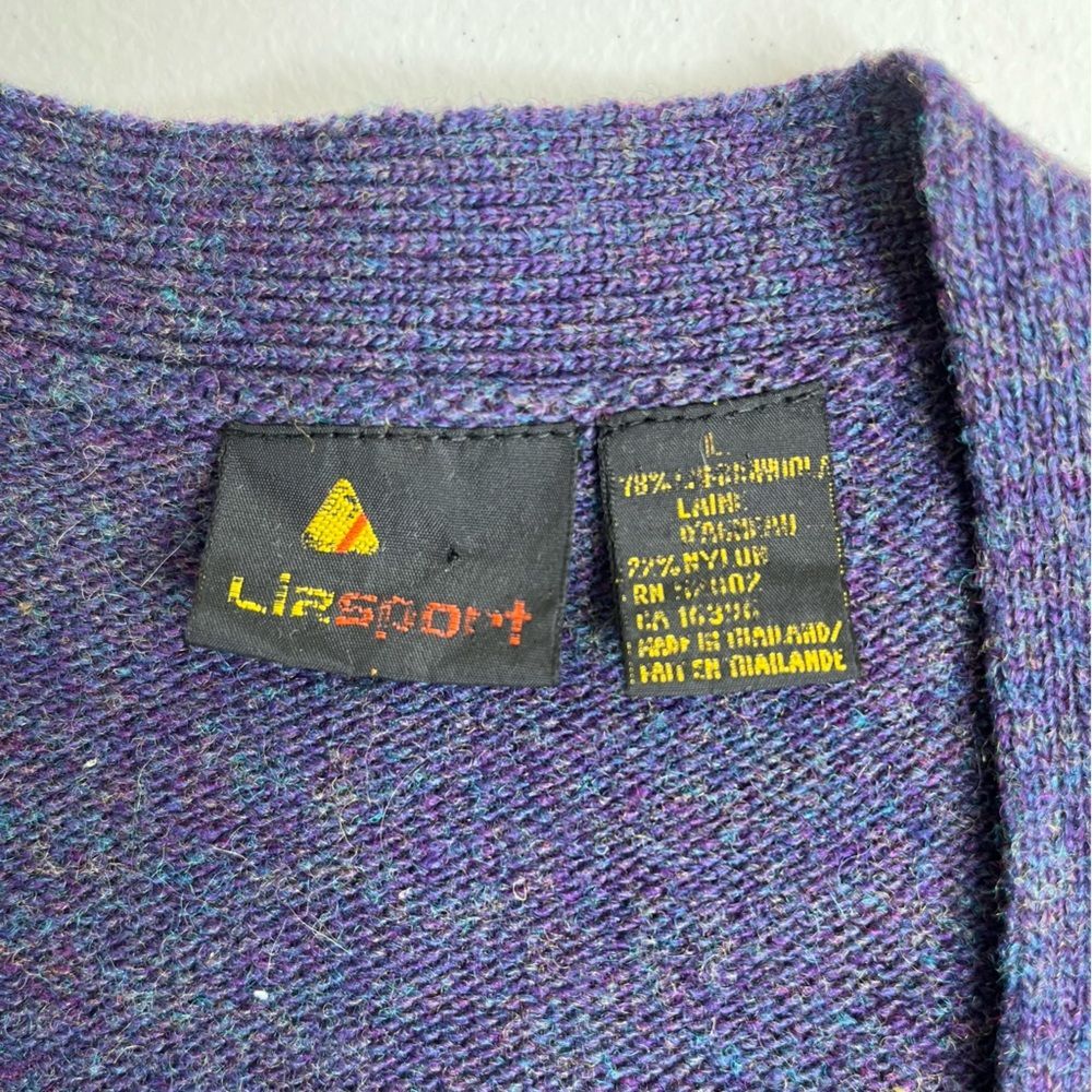 Vintage LizSport Lambswool Button Front Sweater Vest Blue Purple Women Large - Picture 8 of 14